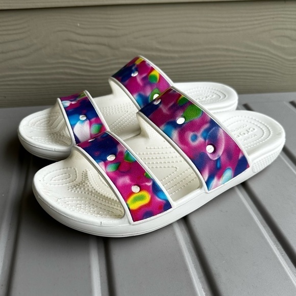 Crocs Solarized Tie Dye Double Strap Slide Sandals Size 9 Men’s, 11 Women’s - Picture 1 of 10